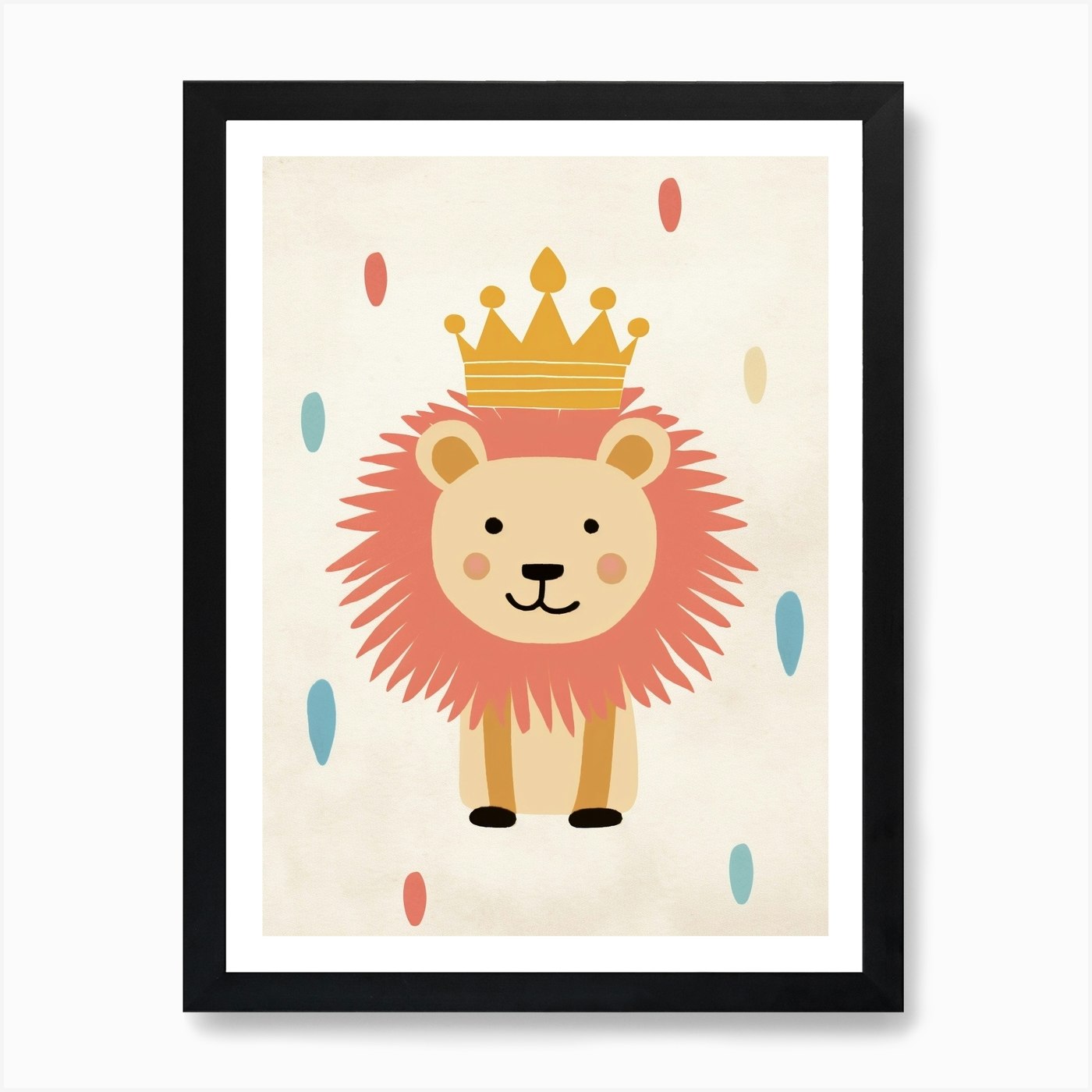 Little Lion 2 Wearing A Crown Art P Framed Wall Art Poster Canvas Print Picture