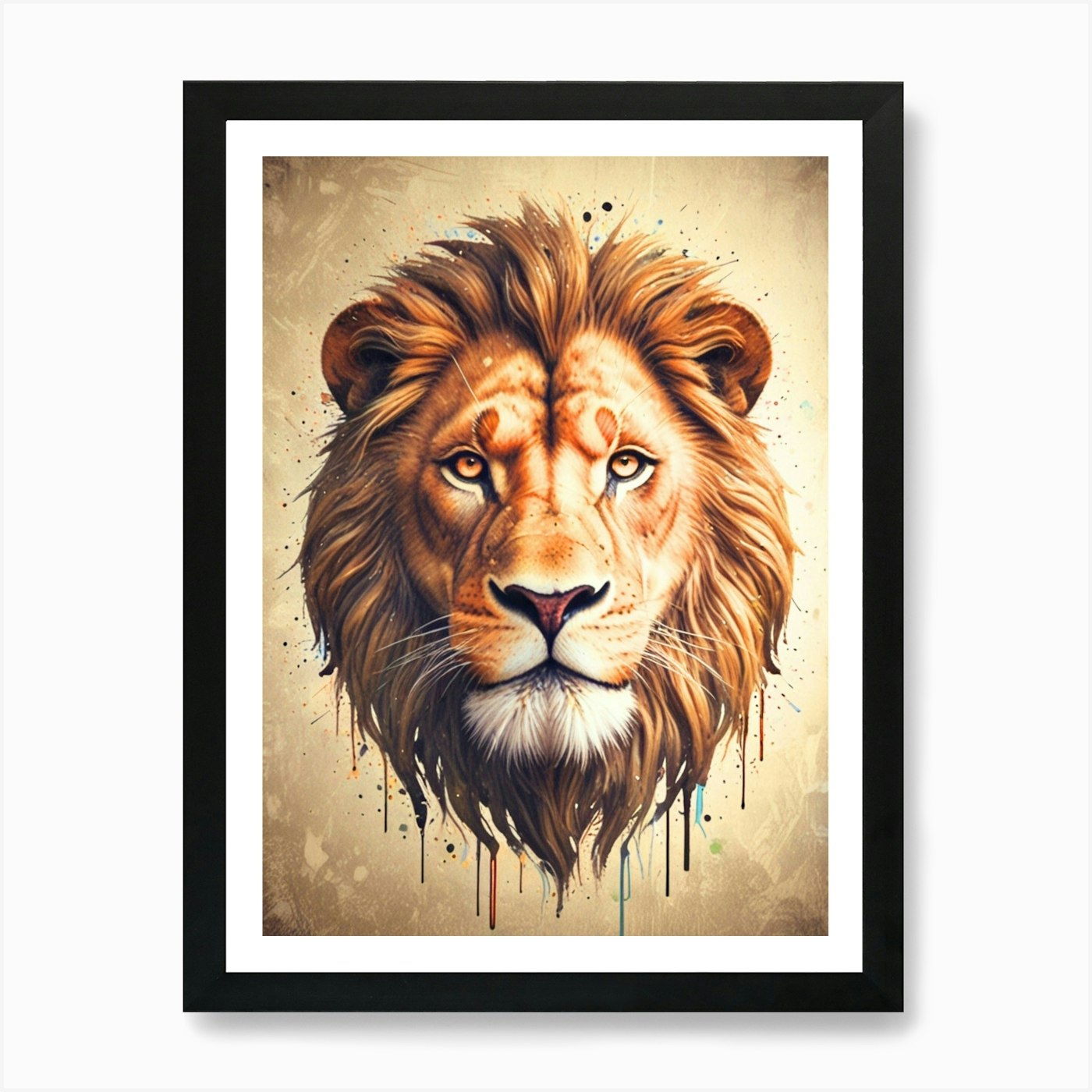 Lion Head Art Print Framed Wall Art Poster Canvas Print Picture