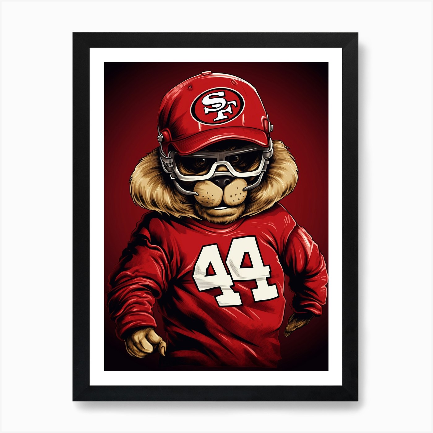 A San Francisco 49ers Lion 02 Art P Framed Wall Art Poster Canvas Print Picture