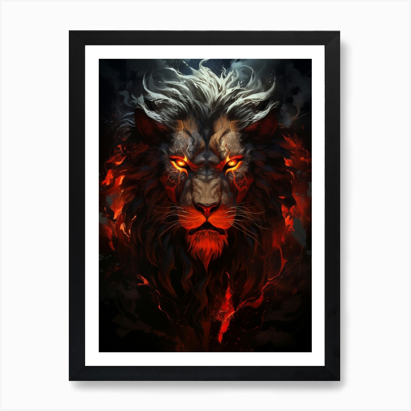 Lion Devil Art Print Framed Wall Art Poster Canvas Print Picture
