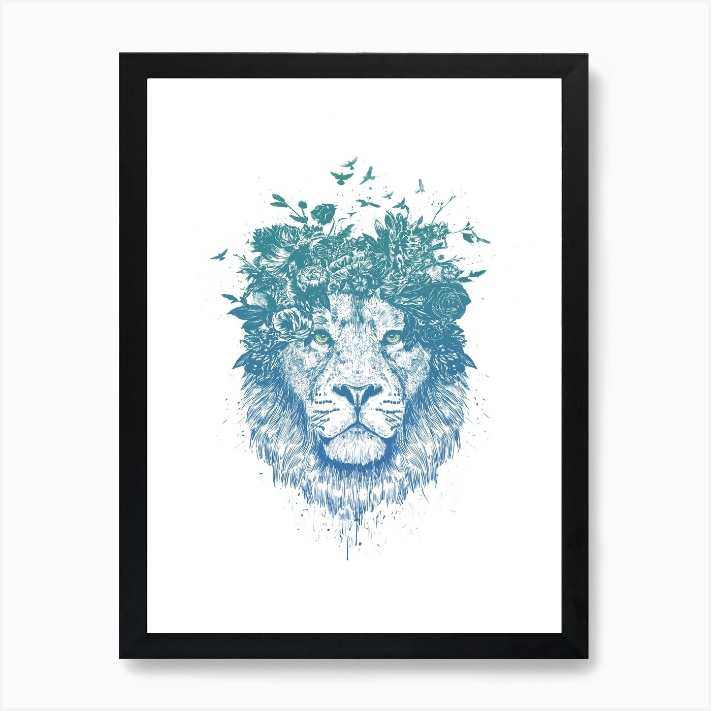 Floral Lion Art Print Framed Wall Art Poster Canvas Print Picture