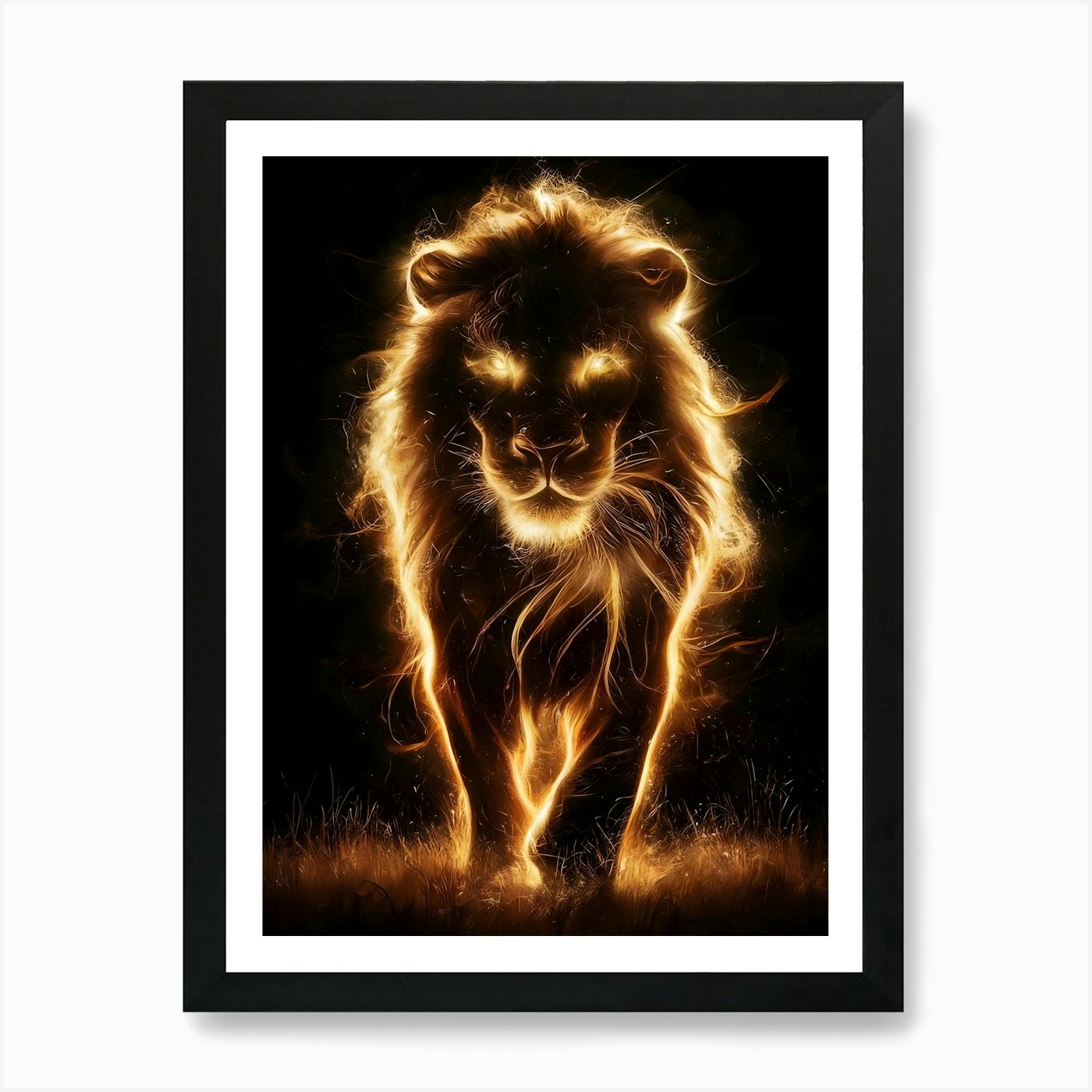 Fire Lion 2 Art Print Framed Wall Art Poster Canvas Print Picture
