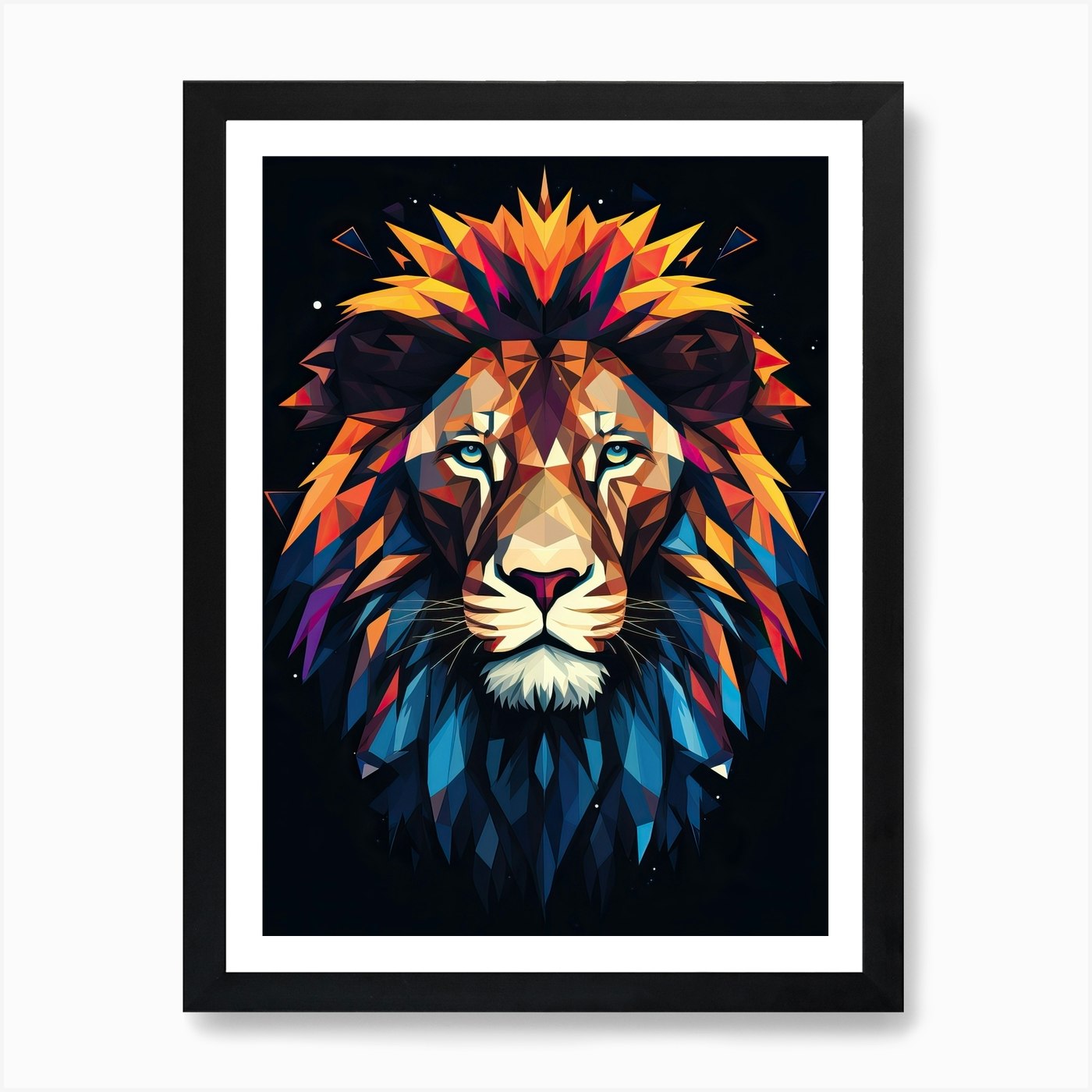Lion Art Painting Geometric Abstrac Framed Wall Art Poster Canvas Print Picture