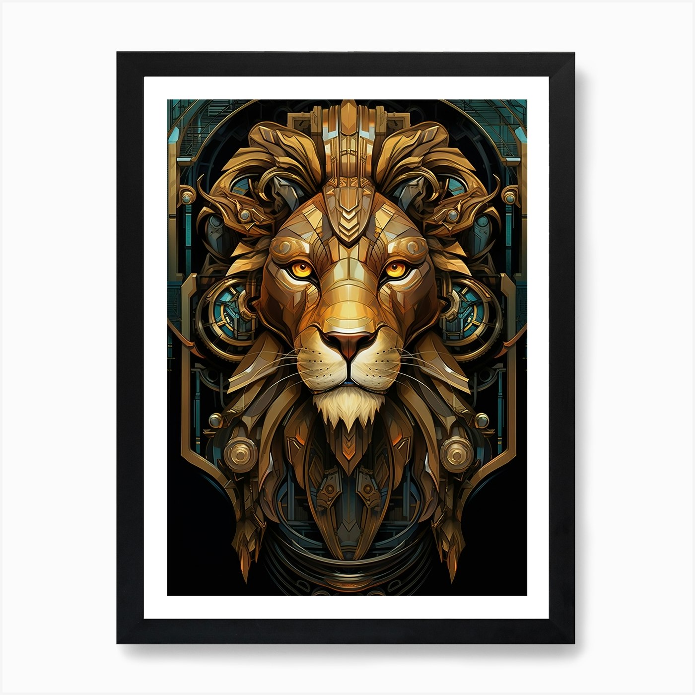 Lion Art Painting Art Deco 2 Art Pr Framed Wall Art Poster Canvas Print Picture