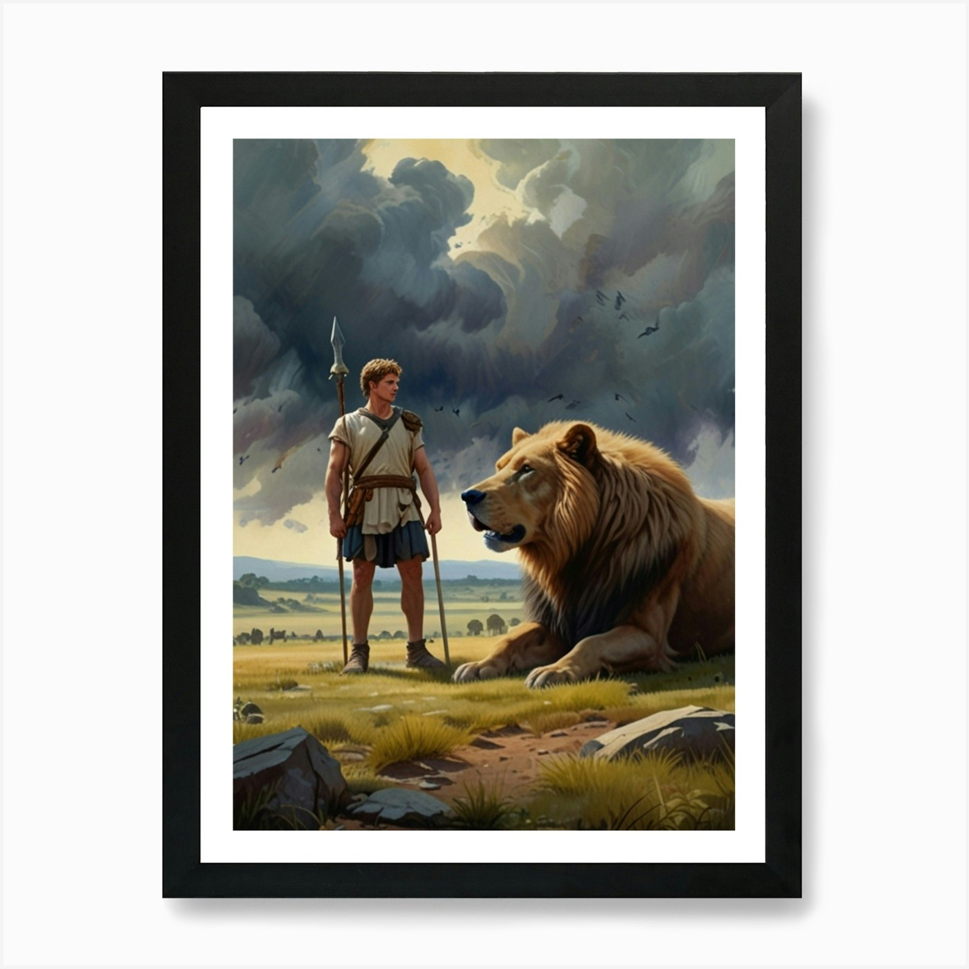 Lion And The Lamb Art Print Framed Wall Art Poster Canvas Print Picture