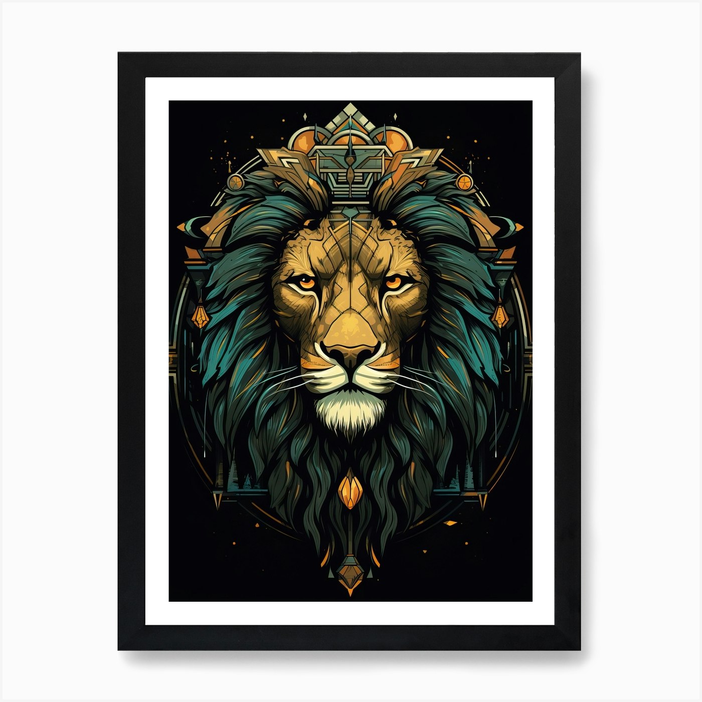 Lion Art Painting Art Deco 4 Art Pr Framed Wall Art Poster Canvas Print Picture