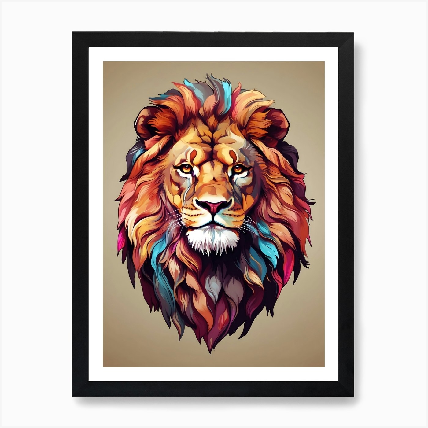 Lion Head 1 Art Print Framed Wall Art Poster Canvas Print Picture