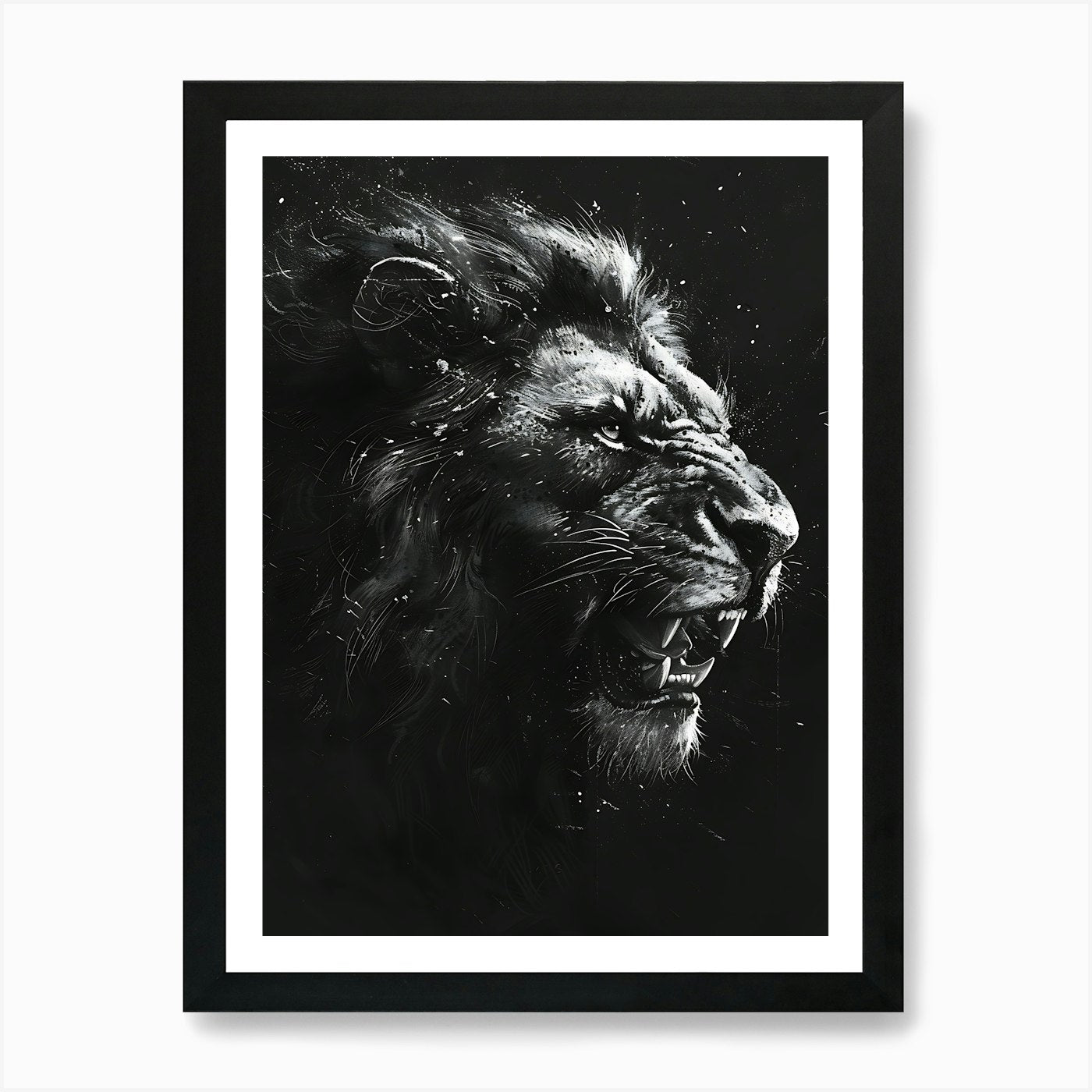 Lion Roaring 3 Art Print Framed Wall Art Poster Canvas Print Picture