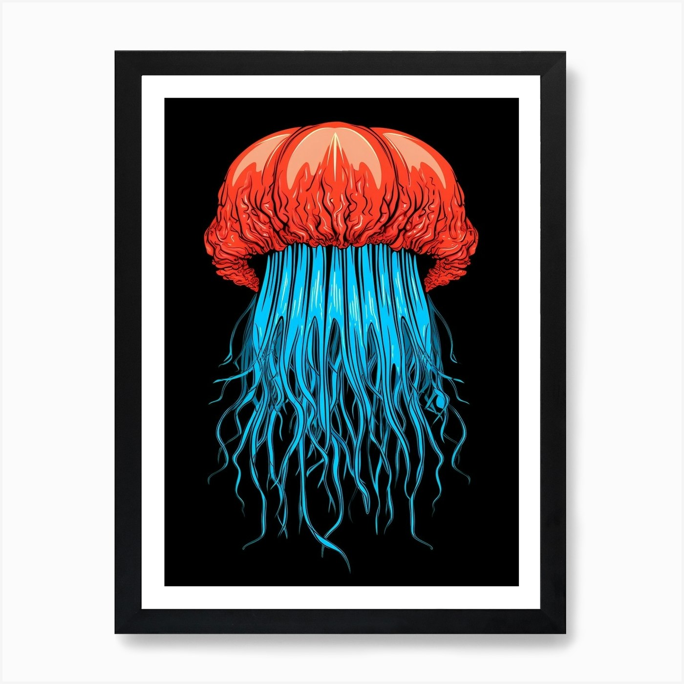 Lions Mane Jellyfish Pop Art 3 Art Framed Wall Art Poster Canvas Print Picture