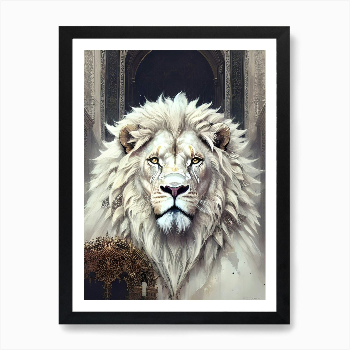 White Lion 11 Art Print Framed Wall Art Poster Canvas Print Picture