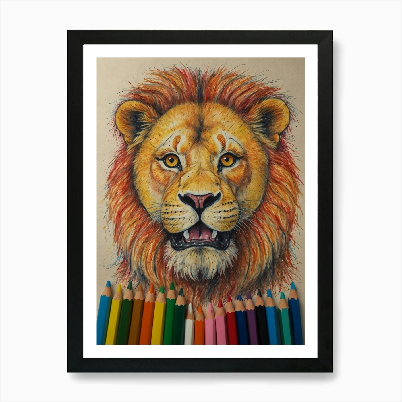 Lion Drawing Art Print Framed Wall Art Poster Canvas Print Picture