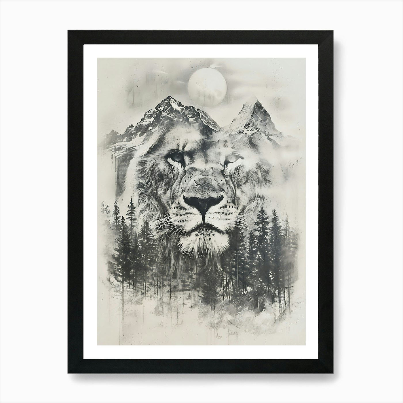 Lion In The Forest 19 Art Print Framed Wall Art Poster Canvas Print Picture