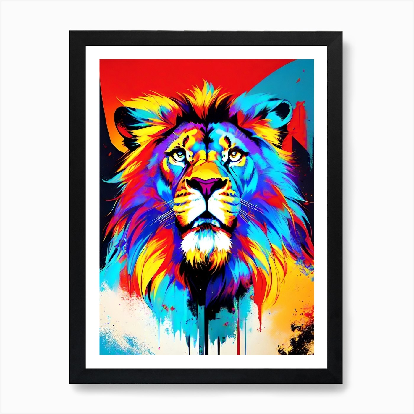 Colorful Lion 2 Art Print Framed Wall Art Poster Canvas Print Picture