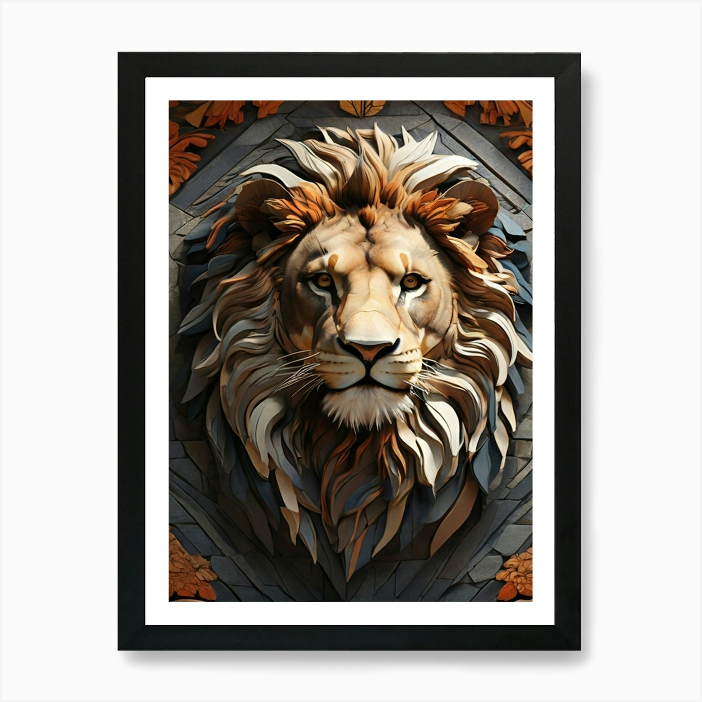 Lion Head mozaik Art Print Framed Wall Art Poster Canvas Print Picture