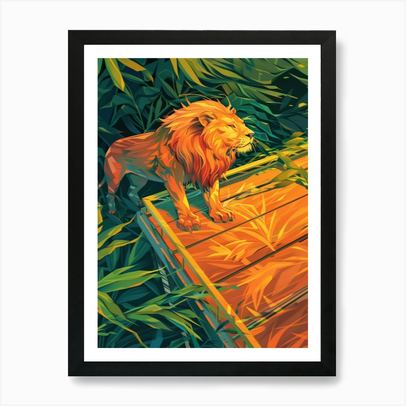 Lion In The Jungle 1 Art Print Framed Wall Art Poster Canvas Print Picture