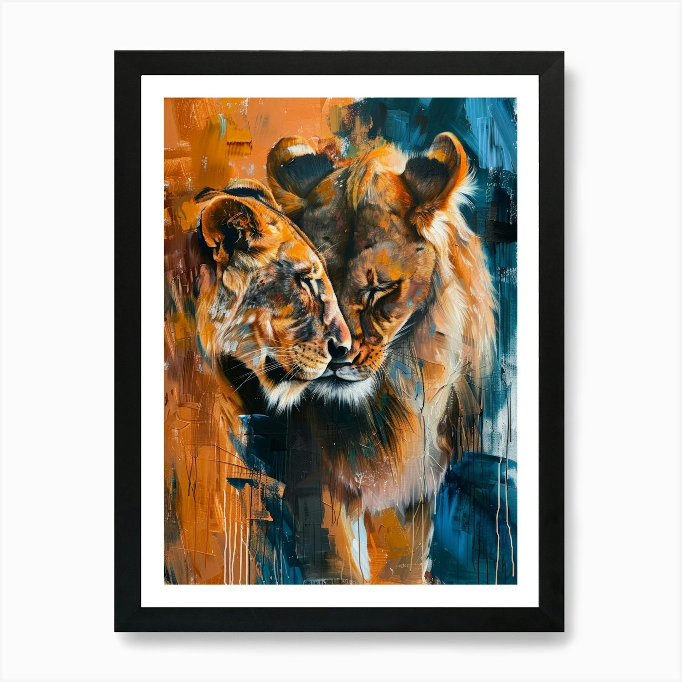 Lion Lovers 1 Art Print Framed Wall Art Poster Canvas Print Picture
