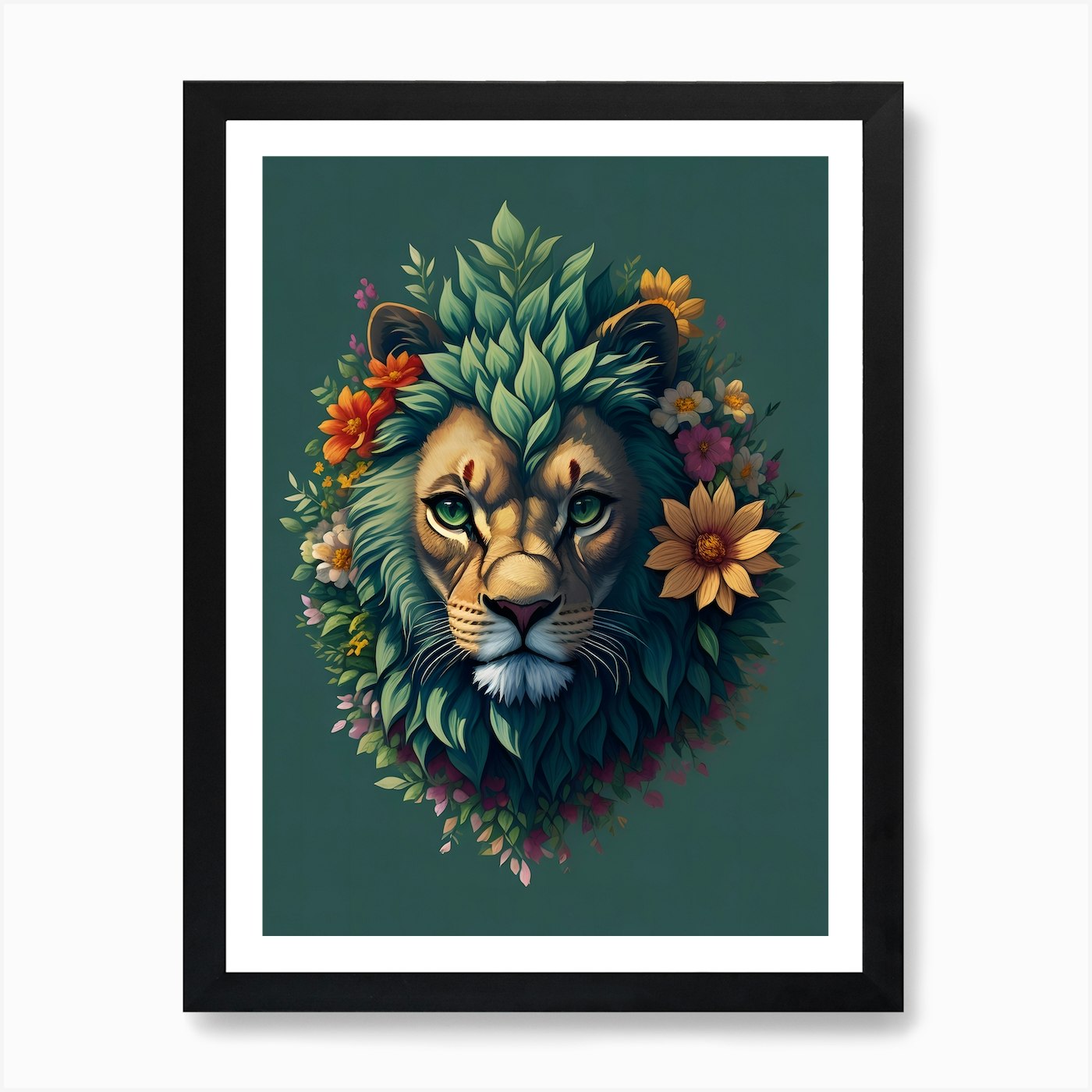 Vintage Lion of Forest Art Print Framed Wall Art Poster Canvas Print Picture