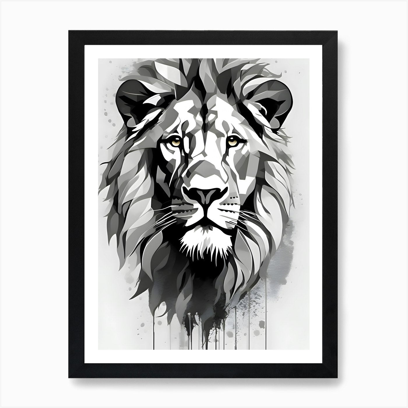 Line art portrait of lion Art Print Framed Wall Art Poster Canvas Print Picture
