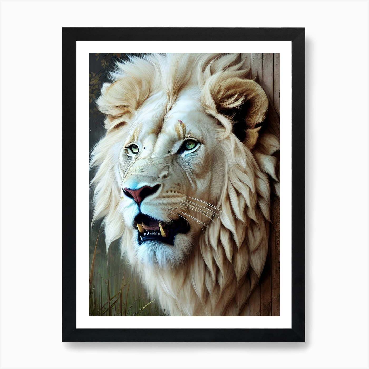 White Lion 13 Art Print Framed Wall Art Poster Canvas Print Picture