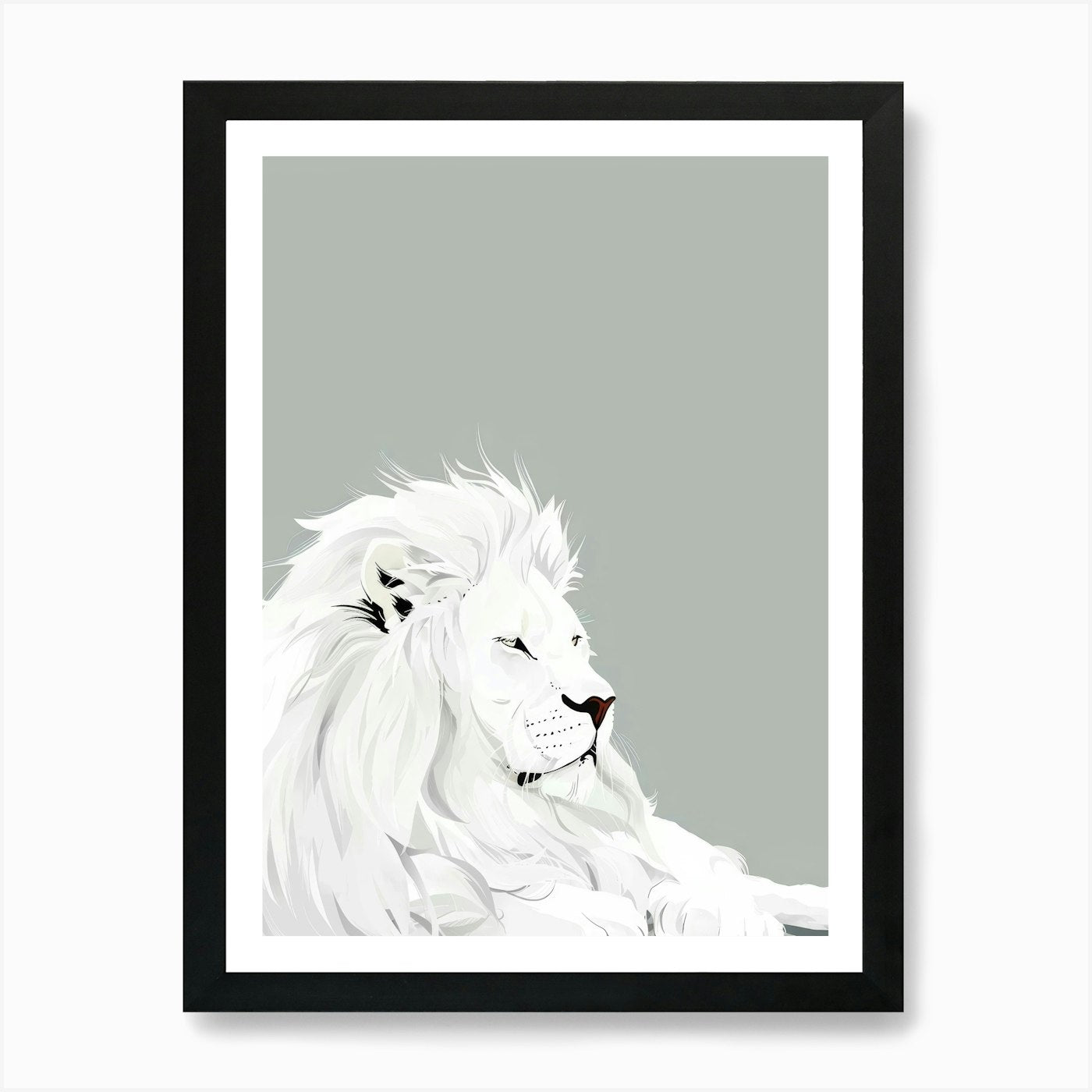 White Lion Art Print Framed Wall Art Poster Canvas Print Picture