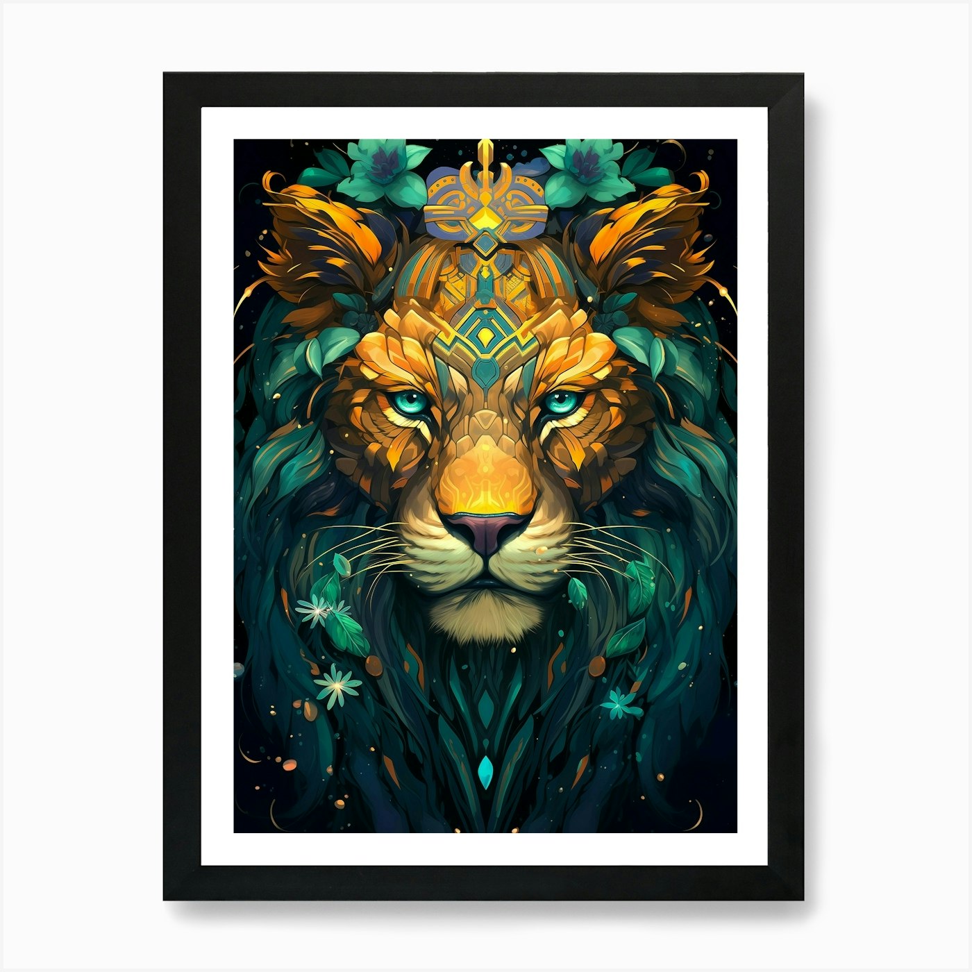 Lion Head 2 Art Print Framed Wall Art Poster Canvas Print Picture