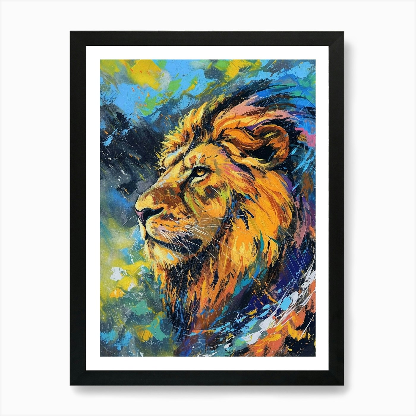 Asiatic Lion Facing A Storm Fauvist Framed Wall Art Poster Canvas Print Picture