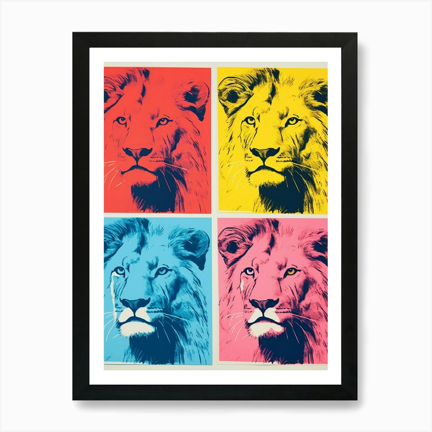 Lion Pop Art Colour Burst 2 Art Pri Framed Wall Art Poster Canvas Print Picture