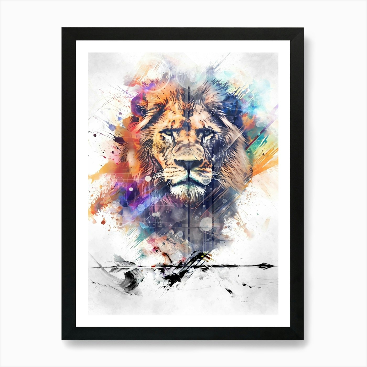 Poster Lion Africa Wild Animal Illu Framed Wall Art Poster Canvas Print Picture