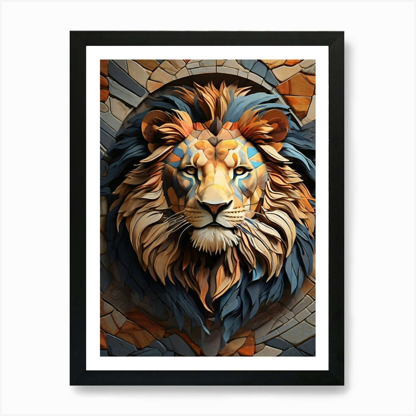 Lion Head 2 Art Print Framed Wall Art Poster Canvas Print Picture