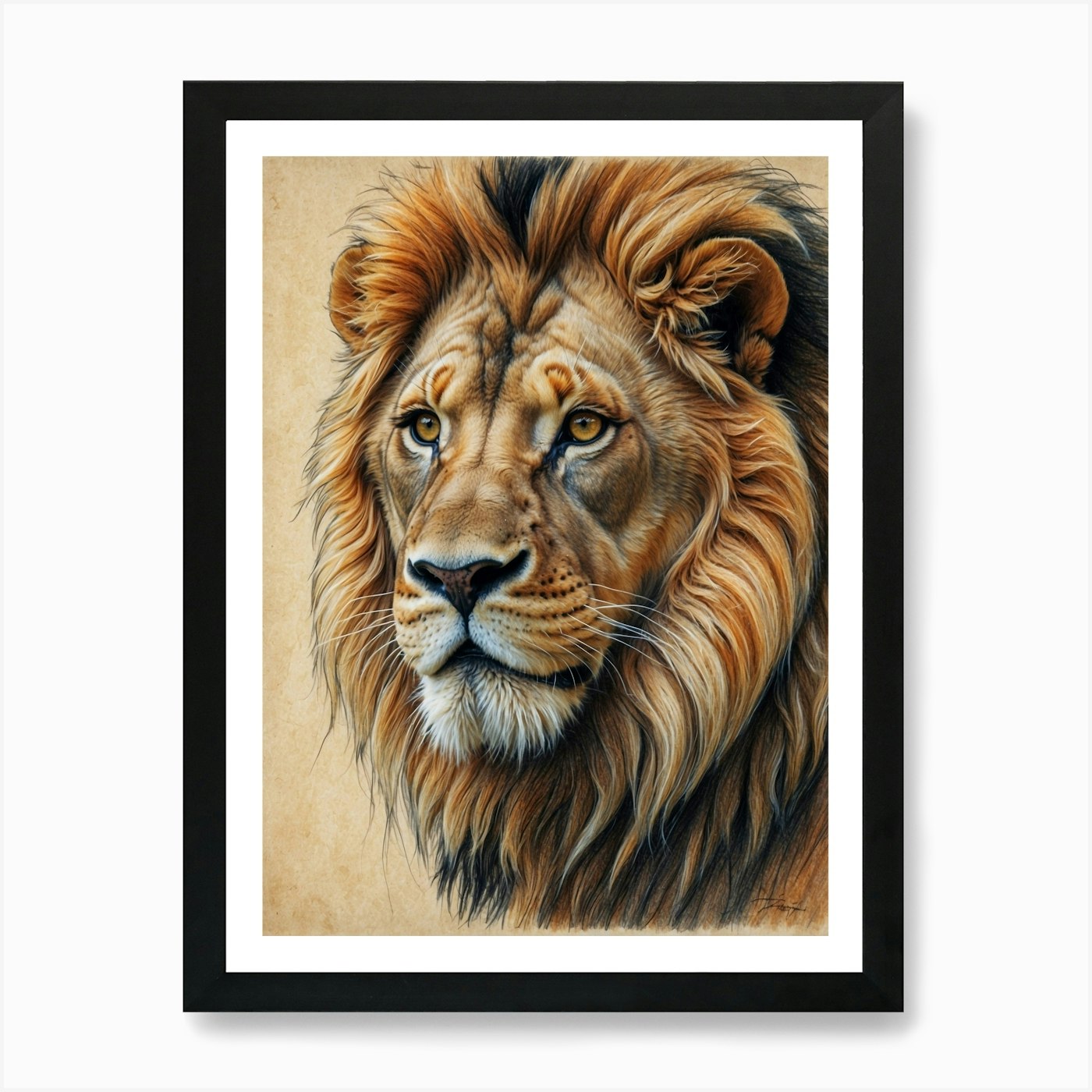 Lion Head 2 Art Print Framed Wall Art Poster Canvas Print Picture