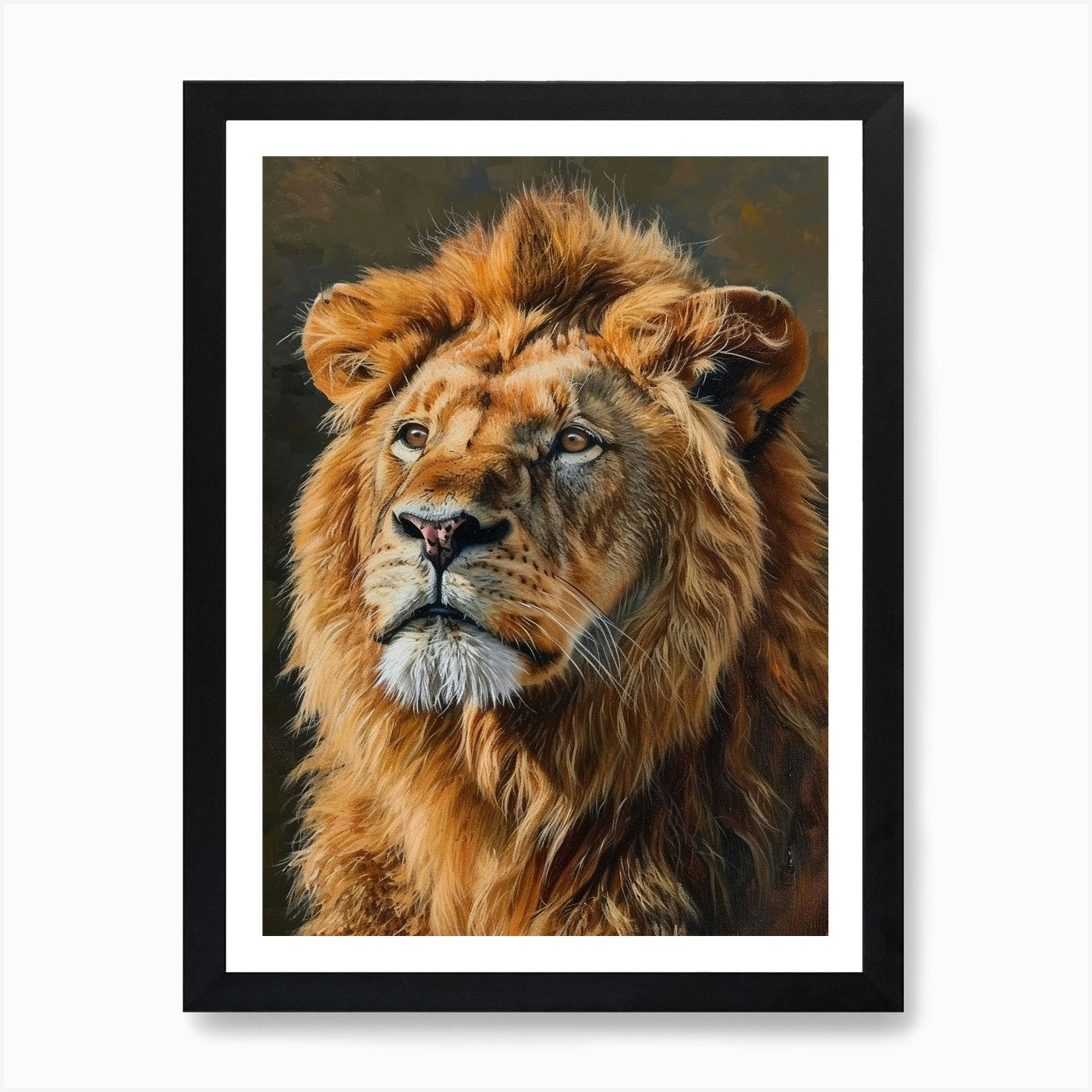 Barbary Lion Portrait Close Up 1 Ar Framed Wall Art Poster Canvas Print Picture