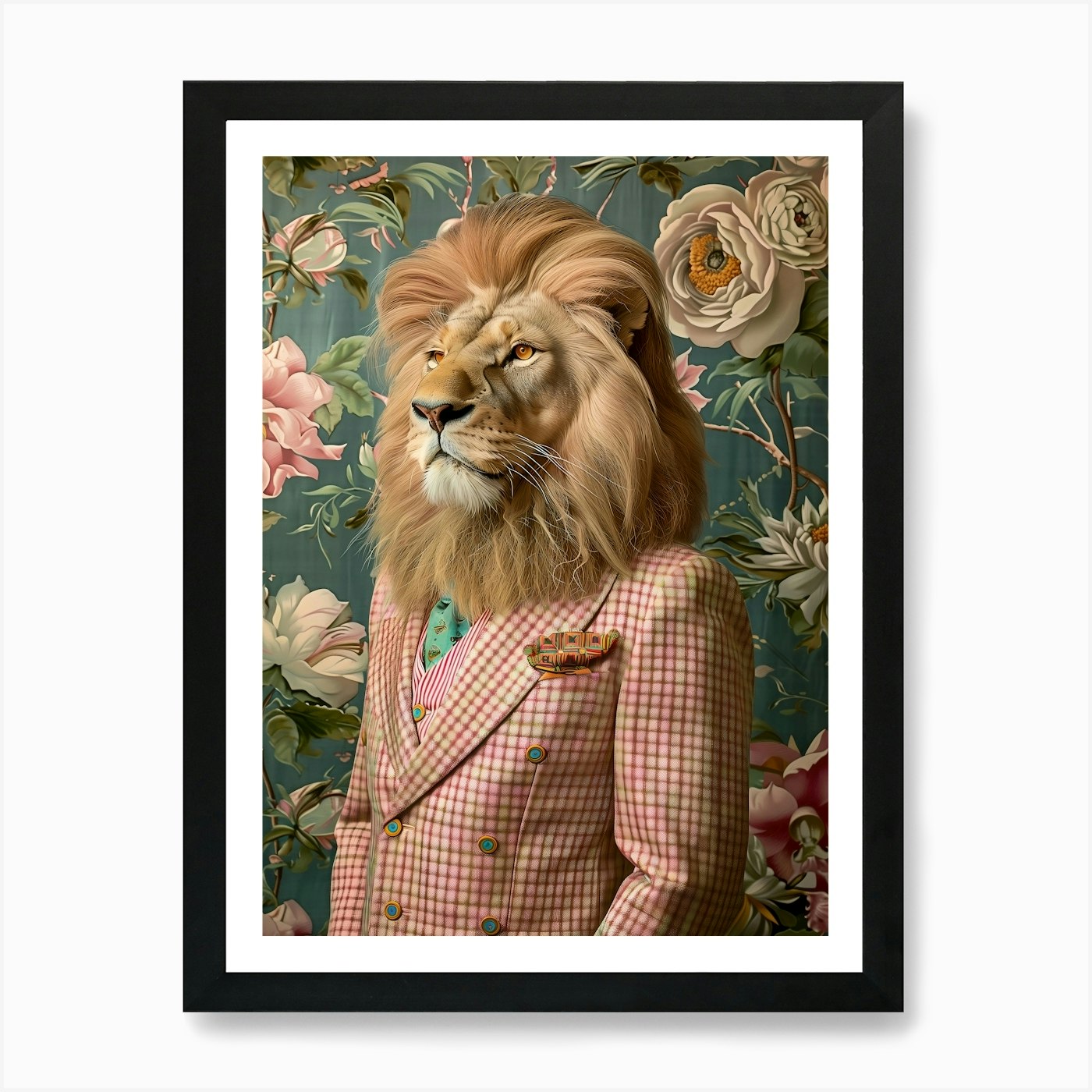 Lion In A Suit 4 Art Print Framed Wall Art Poster Canvas Print Picture