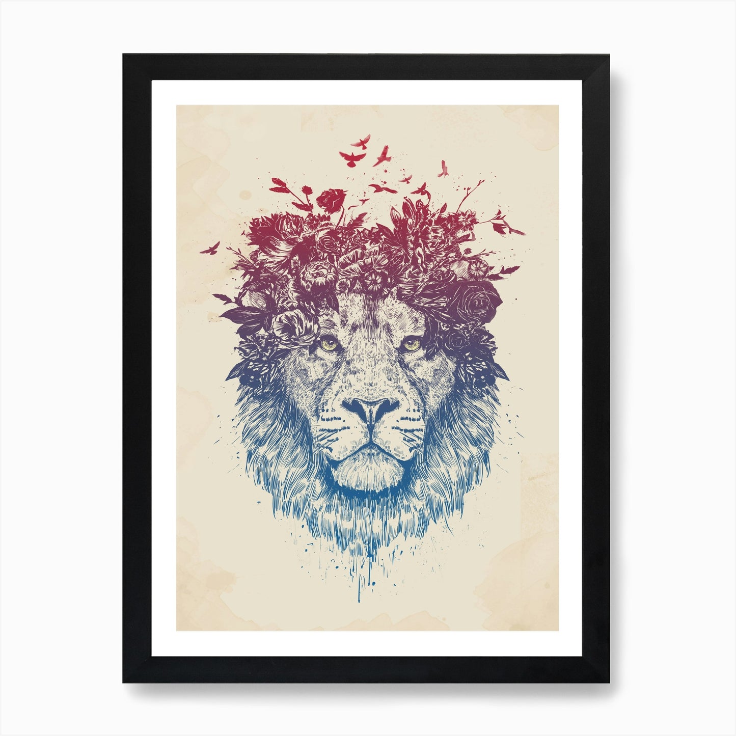 Floral lion III Art Print Framed Wall Art Poster Canvas Print Picture