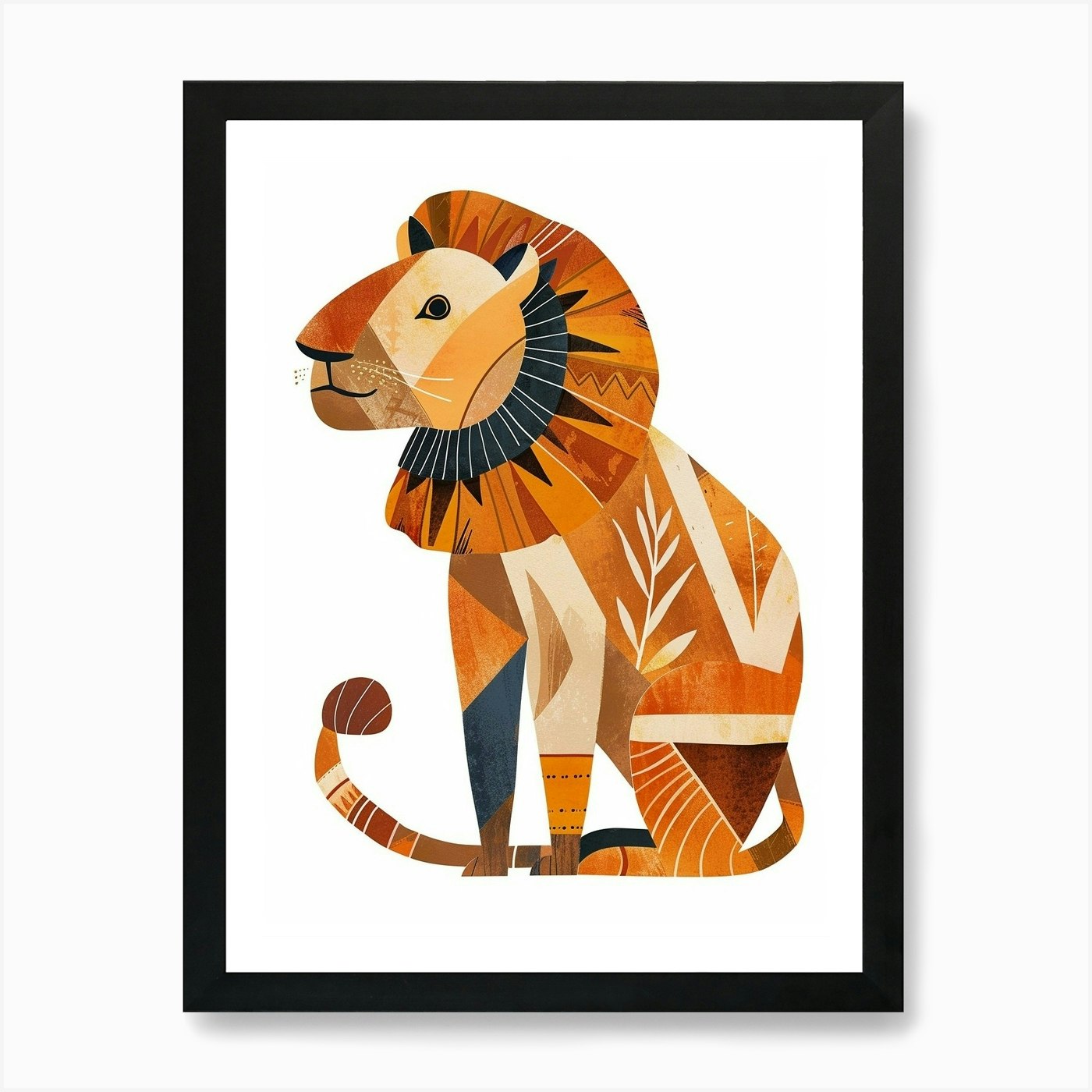 African Lion Symbolic Imagery Clipa Framed Wall Art Poster Canvas Print Picture