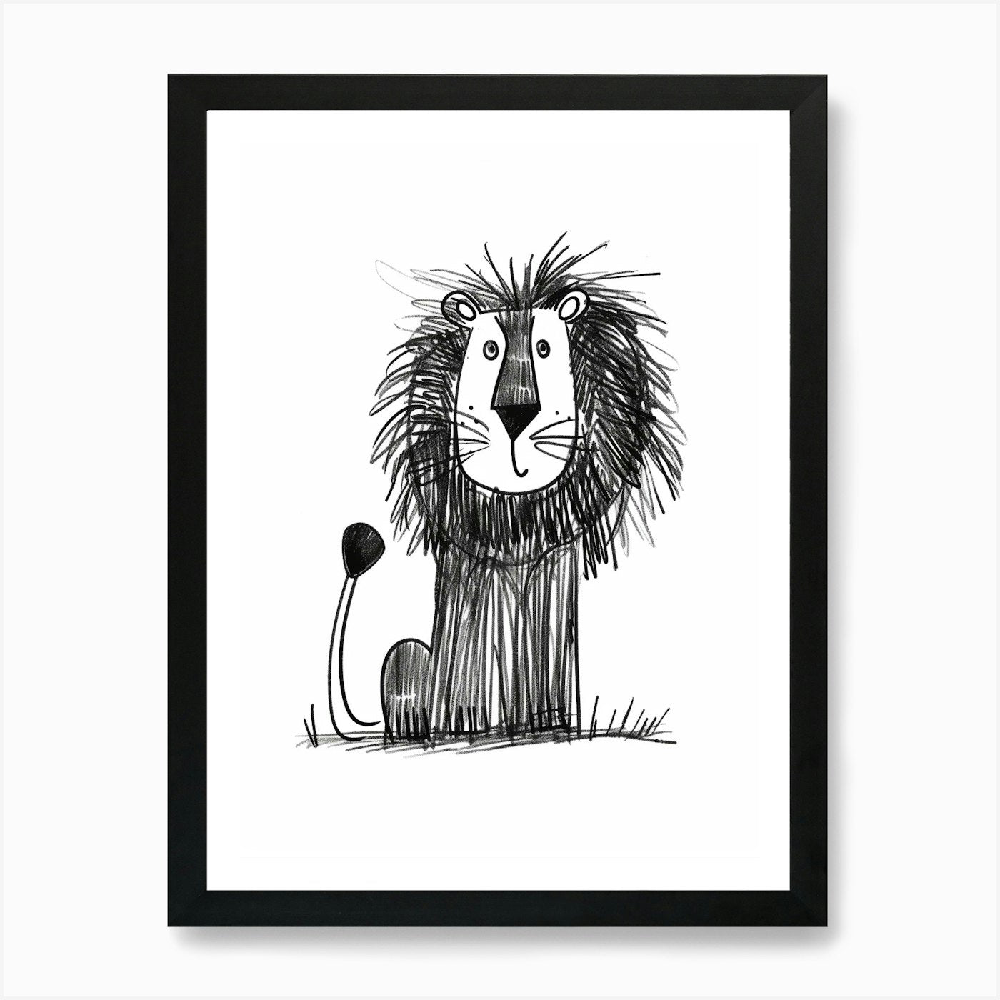 B&W Lion 2 Art Print Framed Wall Art Poster Canvas Print Picture