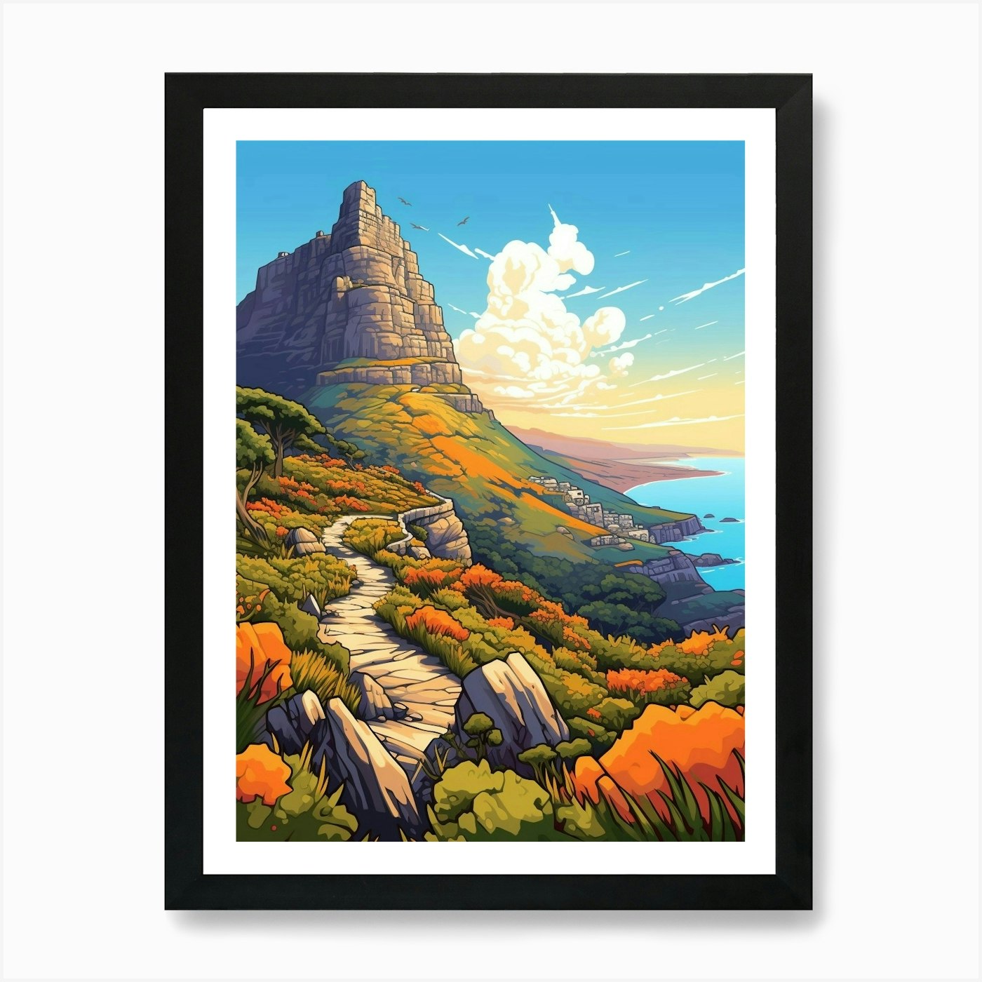 Lions Head Cartoon 4 Art Print Framed Wall Art Poster Canvas Print Picture