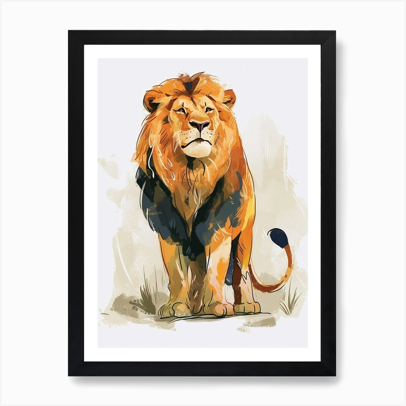 Barbary Lion Water 4 Art Print Framed Wall Art Poster Canvas Print Picture