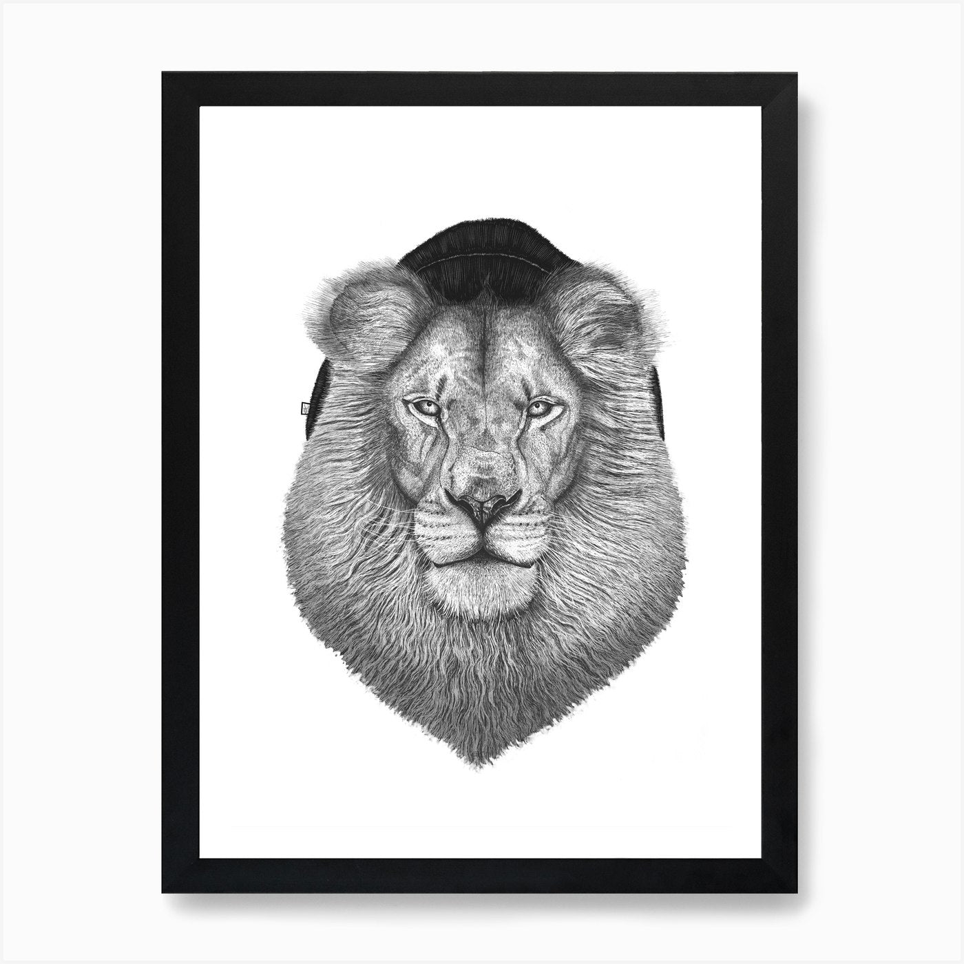 Lion In Hat Art Print Framed Wall Art Poster Canvas Print Picture