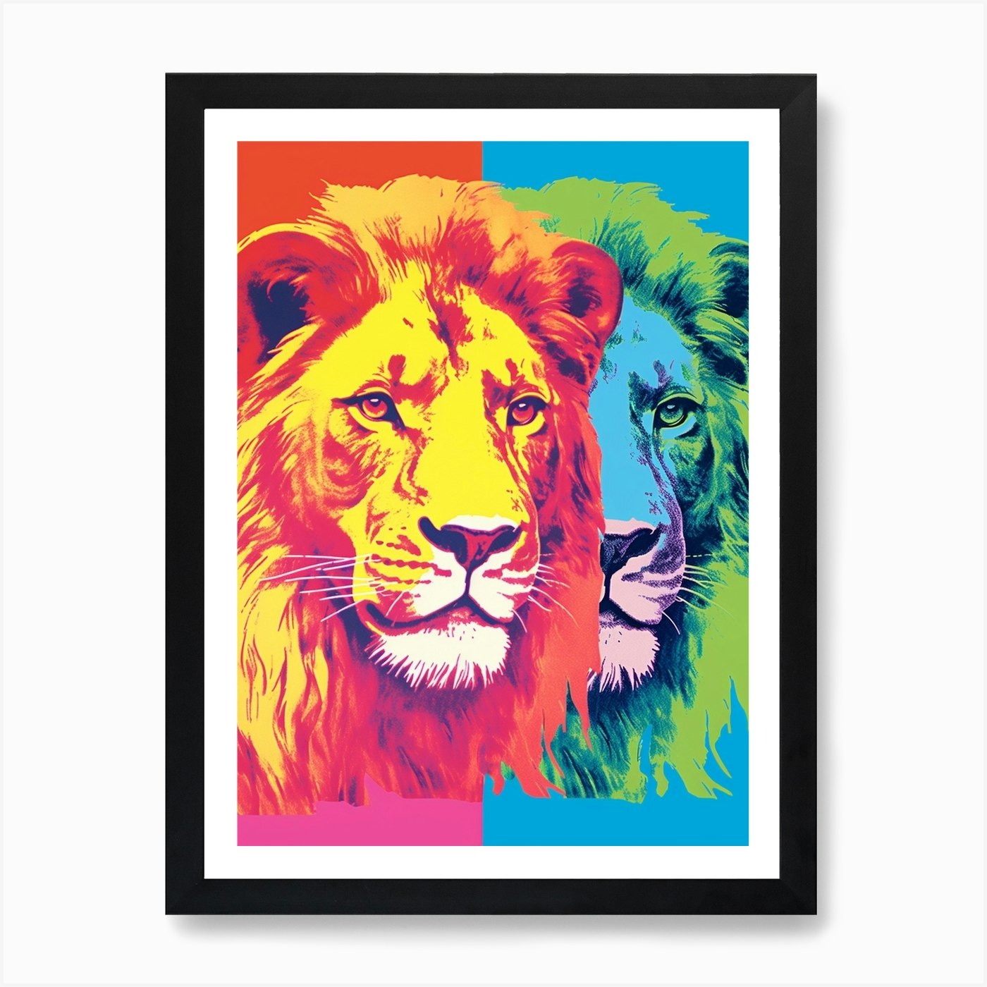 Lion Pop Art Colour Burst 3 Art Pri Framed Wall Art Poster Canvas Print Picture