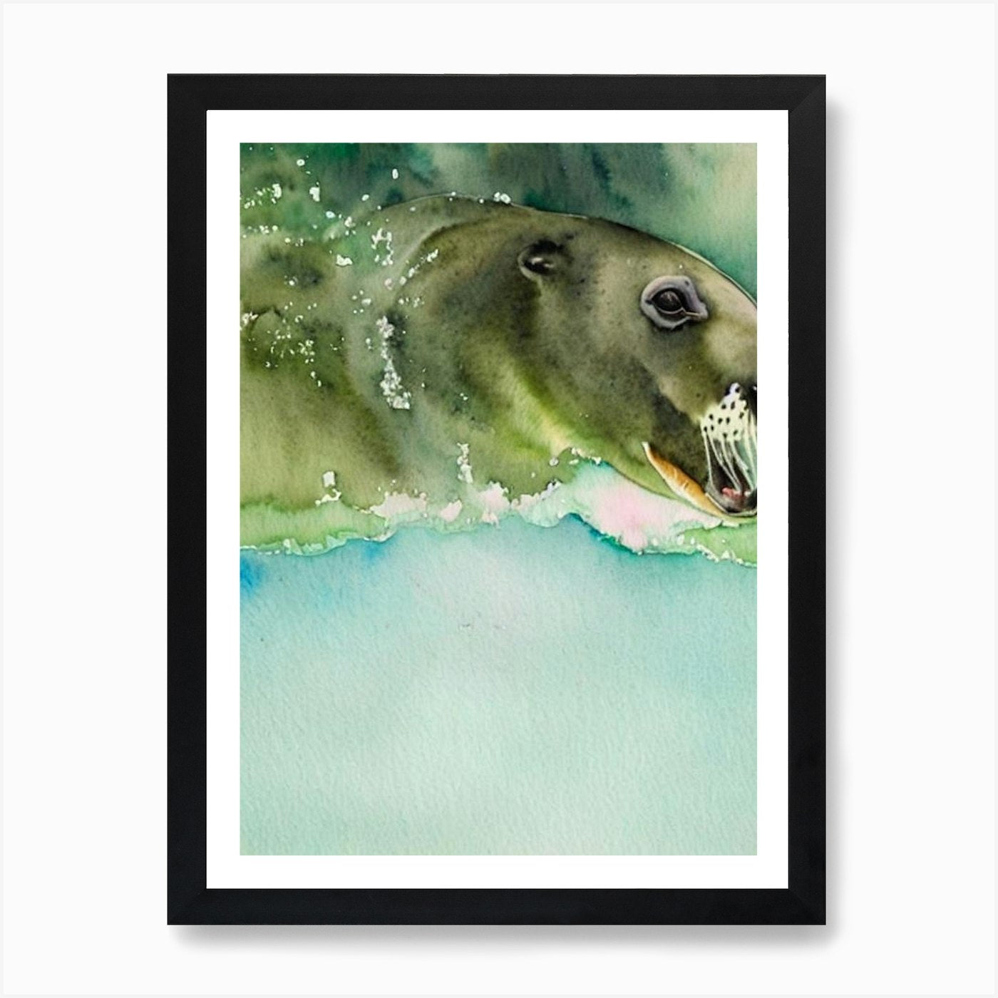 Sea Lion II Storybook Watercolour A Framed Wall Art Poster Canvas Print Picture