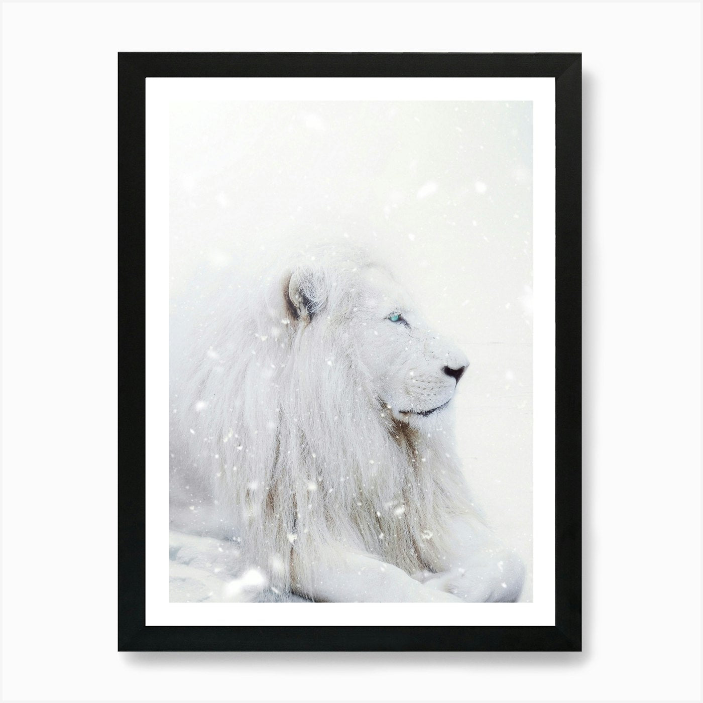 White Lion King Winter Art Print Framed Wall Art Poster Canvas Print Picture