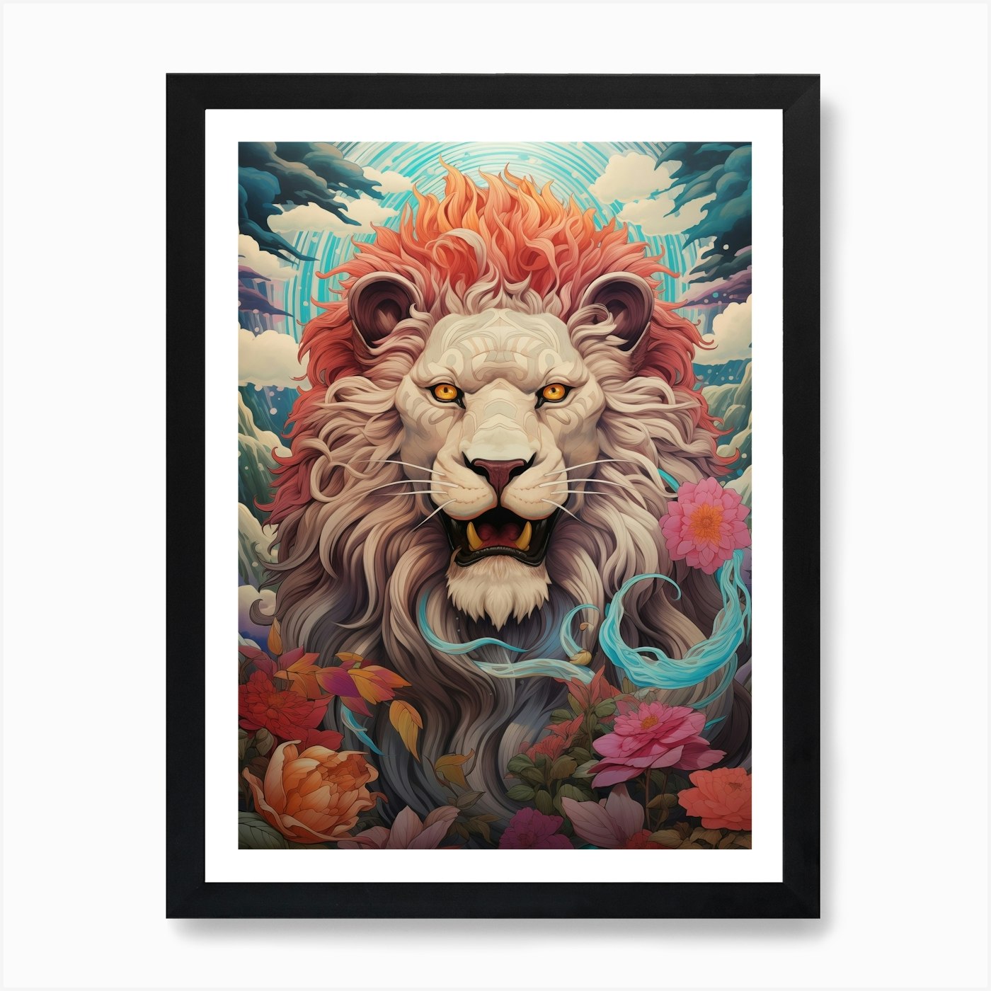 Lion Of The Forest Art Print Framed Wall Art Poster Canvas Print Picture