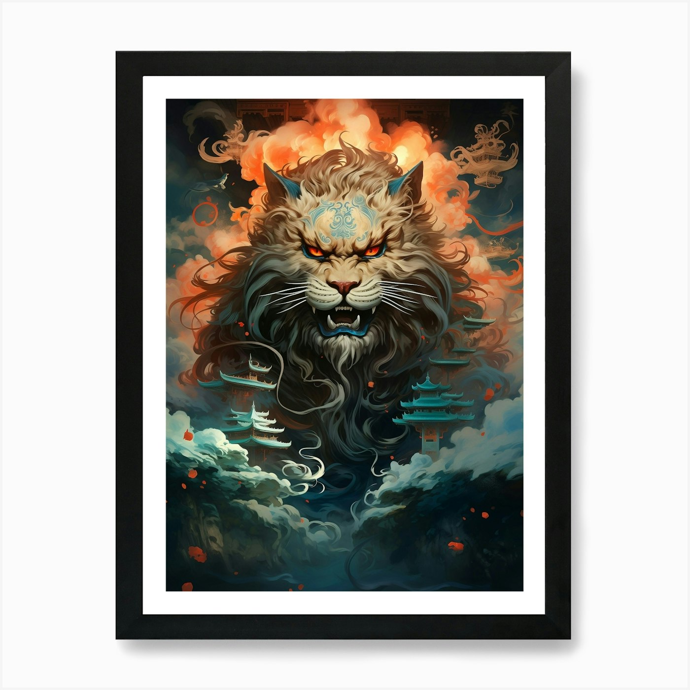 Lion In The Sky Art Print Framed Wall Art Poster Canvas Print Picture