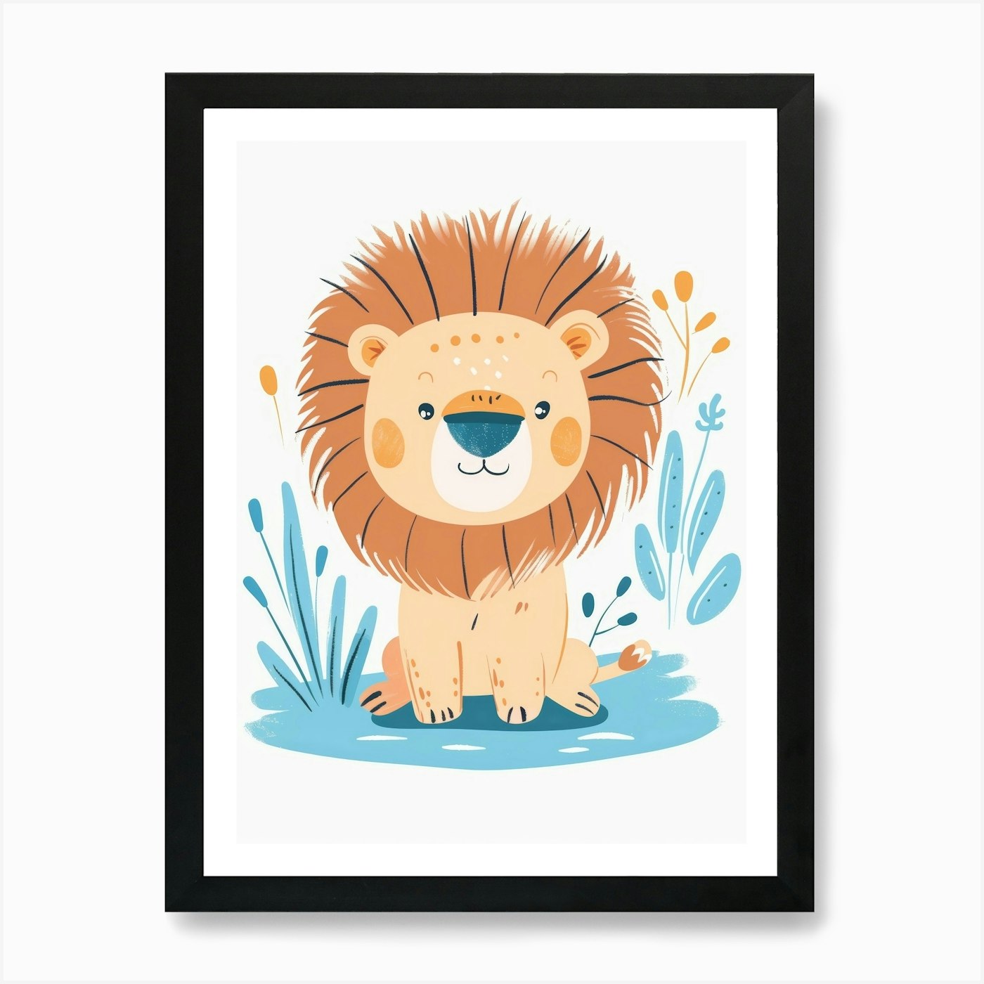 Cute Lion 1 Art Print Framed Wall Art Poster Canvas Print Picture