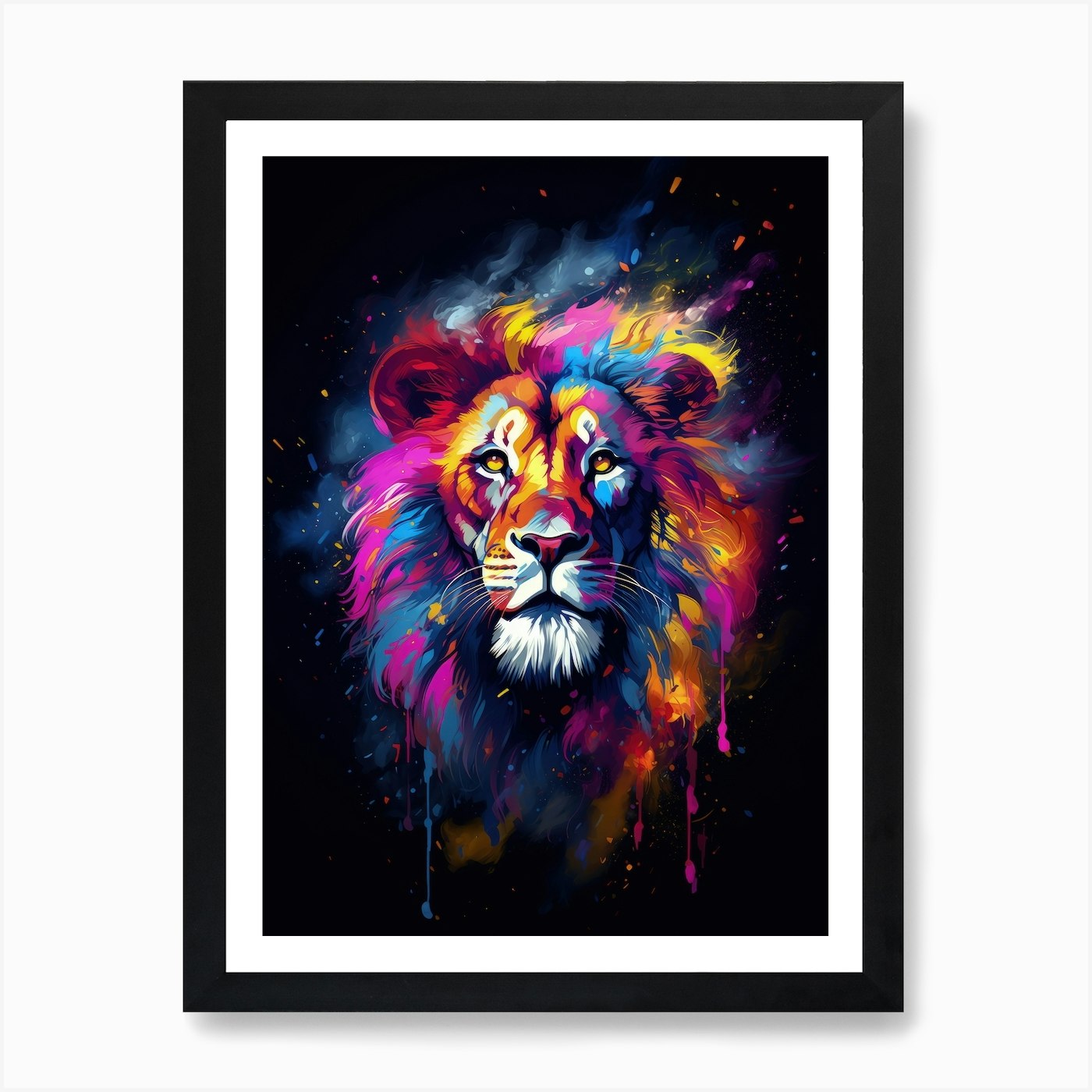 Lion color painting Art Print Framed Wall Art Poster Canvas Print Picture