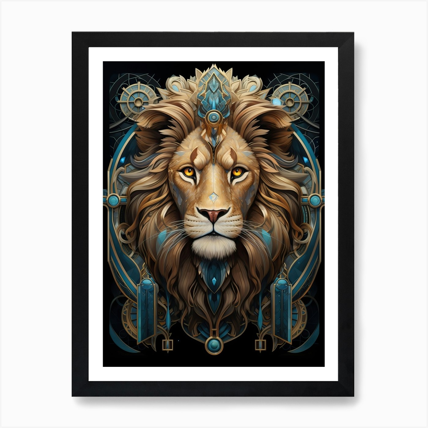Lion Art Painting Art Deco 3 Art Pr Framed Wall Art Poster Canvas Print Picture