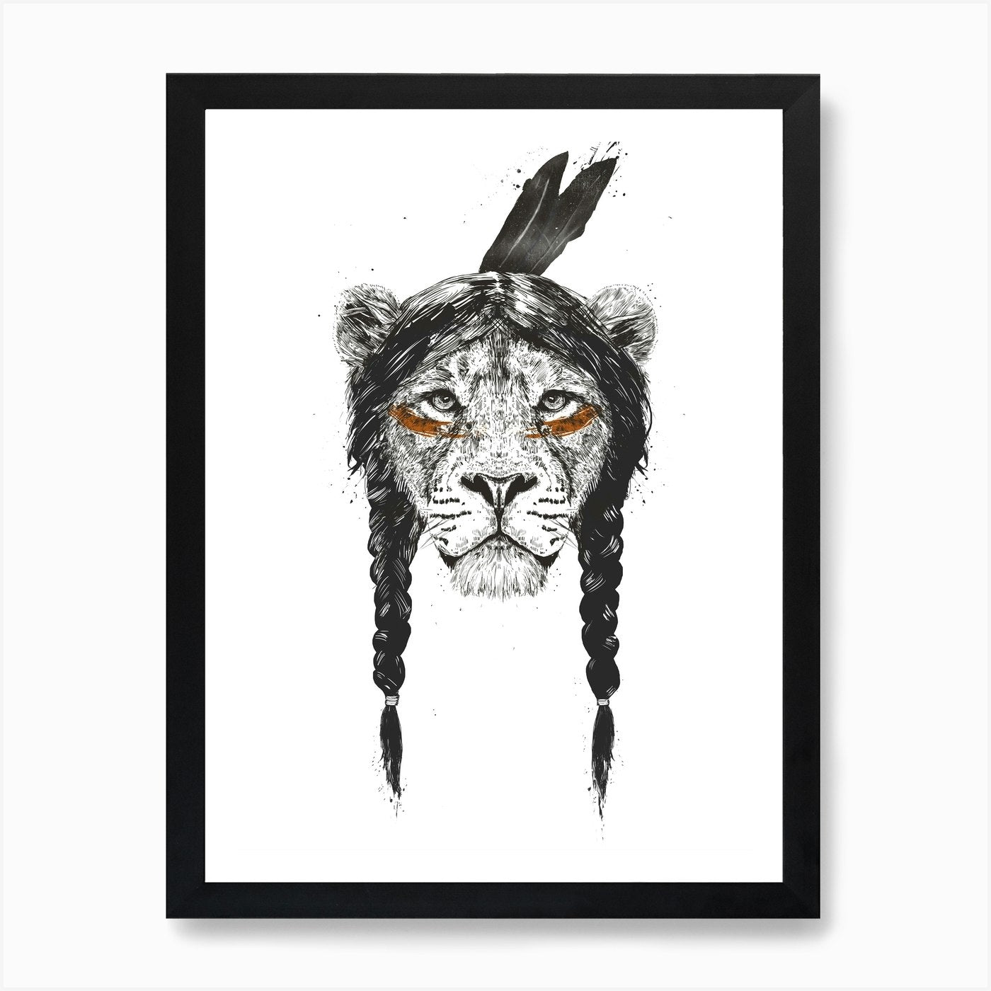 Warrior Lion Art Print Framed Wall Art Poster Canvas Print Picture