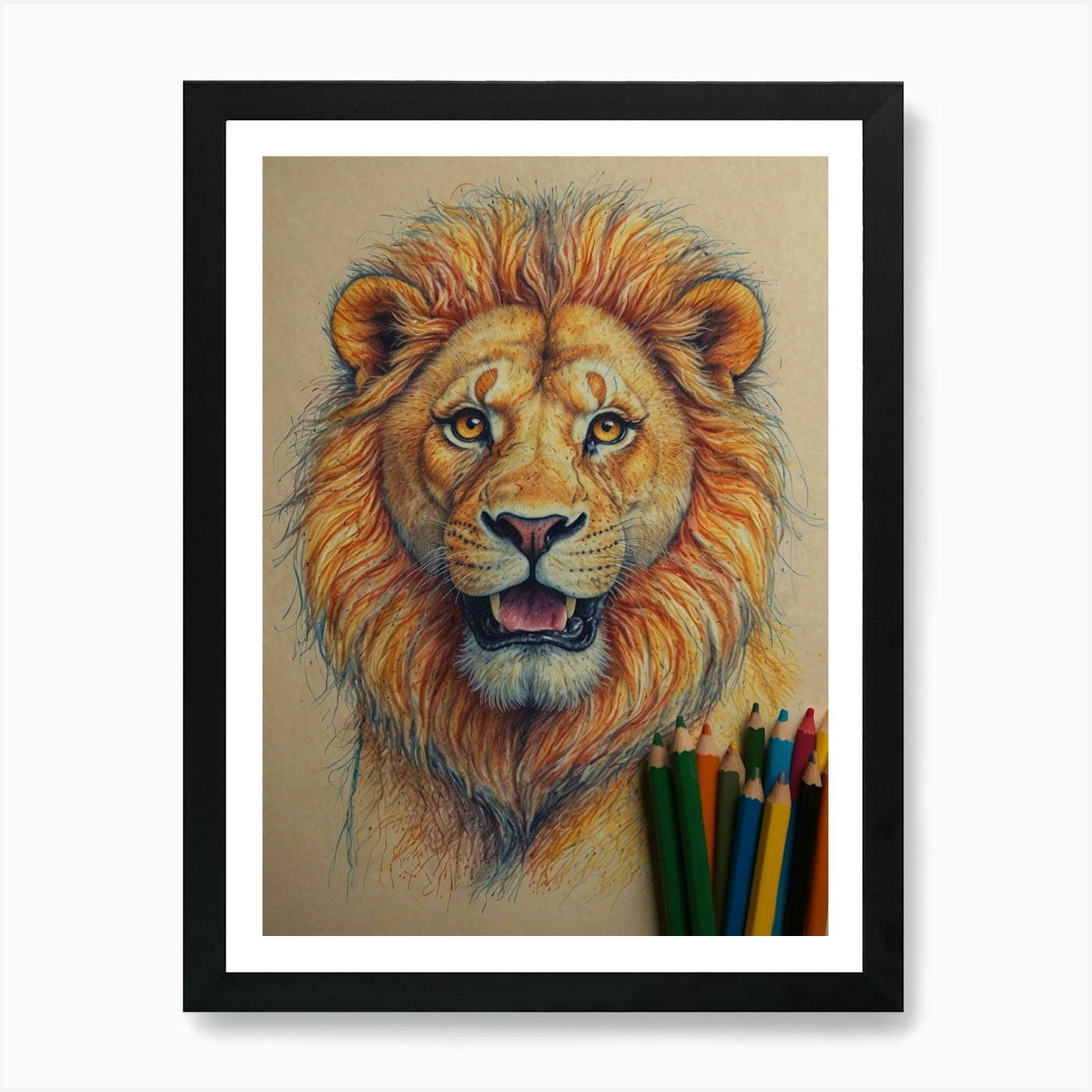 Lion Drawing 2 Art Print Framed Wall Art Poster Canvas Print Picture