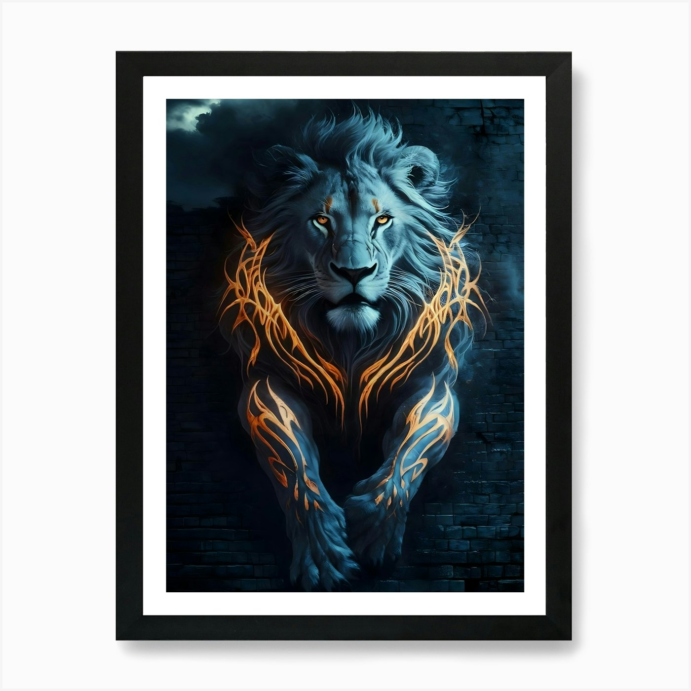 Lion Tattoo Art Print Framed Wall Art Poster Canvas Print Picture