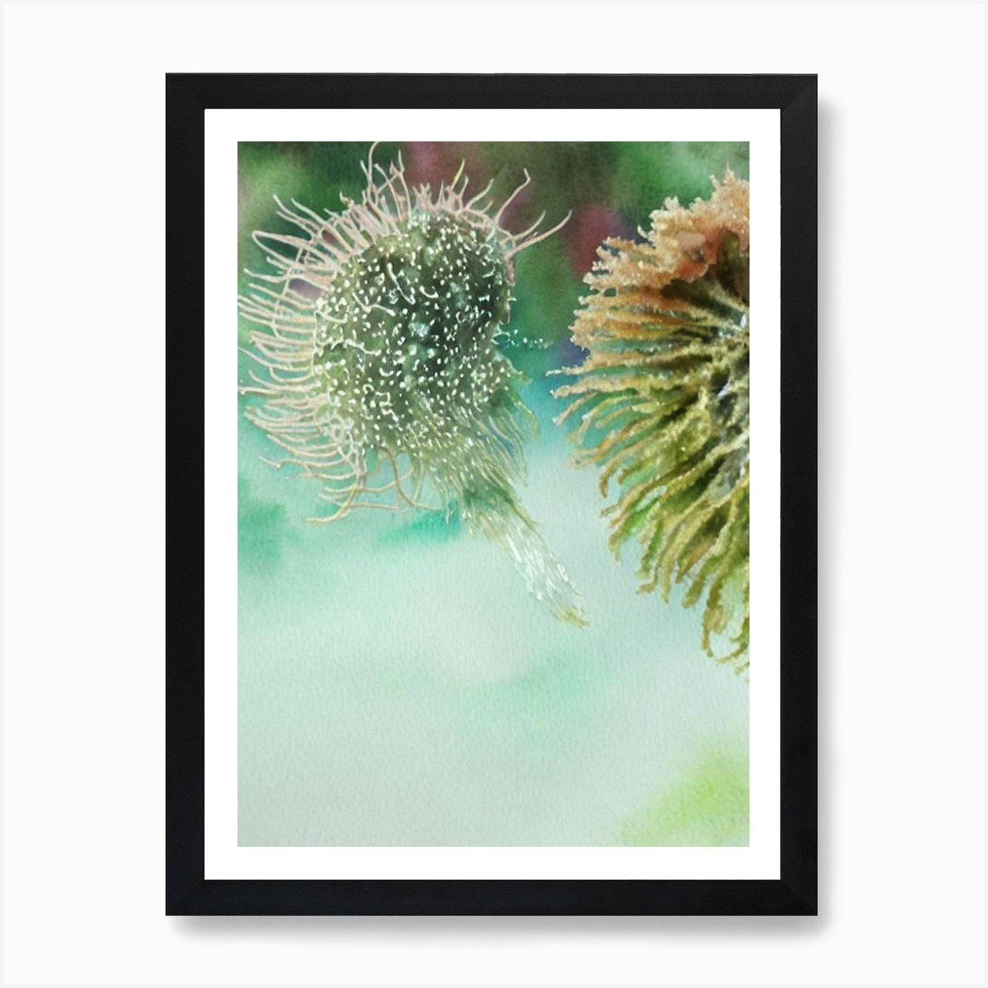 Lion'S Mane Jellyfish Storybook Wat Framed Wall Art Poster Canvas Print Picture